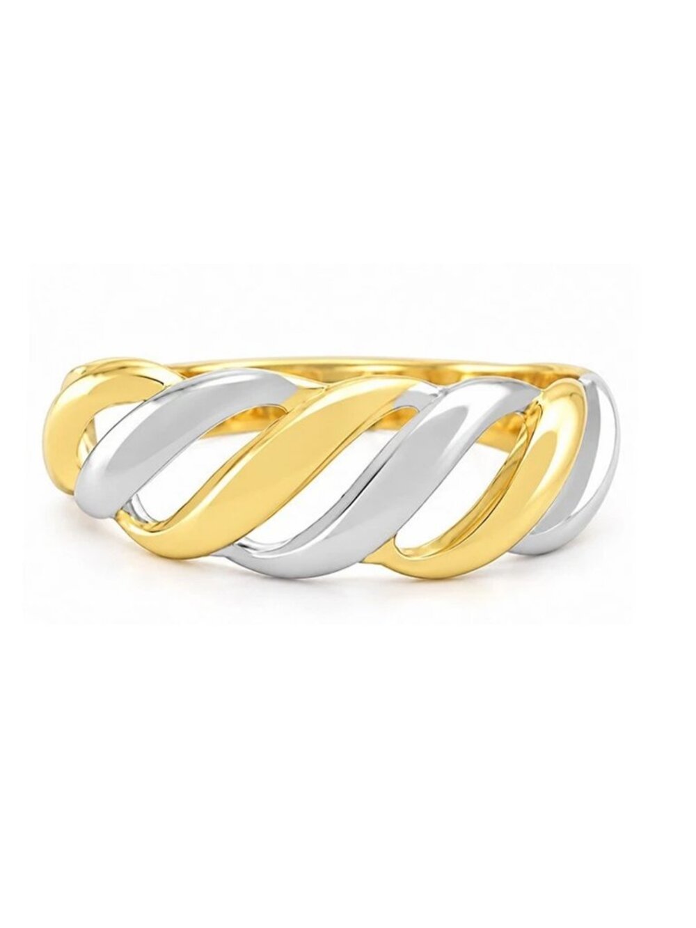 Dome Style Ring 14K Yellow & White Gold